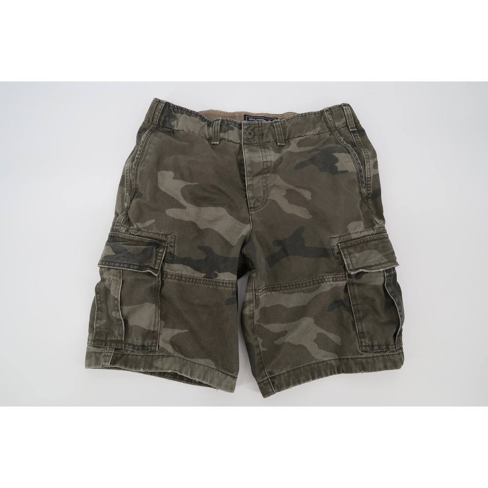 Abercrombie & Fitch‎ Men's 29 Army Green Camo Heavy Military Cargo Shorts Y2K